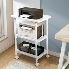 Load image into Gallery viewer, 3-tier Adjustable Printer Stand with 360° Swivel Casters-White
