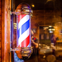 Load image into Gallery viewer, 30&quot; Barber Shop Pole Red White Blue Rotating Light

