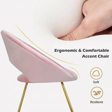 Load image into Gallery viewer, Modern Accent Velvet Dining Arm Chair w/ Golden Metal Legs and Soft Cushion-Pink

