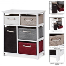 Load image into Gallery viewer, Nightstands Storage Drawer Cabinet Chest with 5 Woven Baskets
