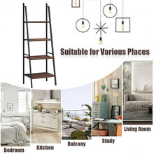 Load image into Gallery viewer, 4 Tier Bookcase Metal Frame Bookshelf Storage Plant Stand
