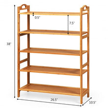 Load image into Gallery viewer, 5-Tier Bamboo FreeStanding Shoe Rack-Natural
