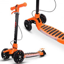 Load image into Gallery viewer, Folding Aluminum 3 LED Light Up Wheels Kids Music Kick Scooter-Orange
