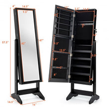 Load image into Gallery viewer, Jewelry Cabinet Stand Mirror Armoire with Large Storage Box-Black
