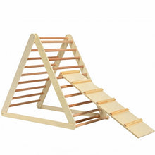 Load image into Gallery viewer, Foldable Wooden Climbing Triangle Indoor with Ladder for Toddler Baby-Natural
