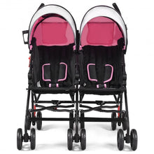Load image into Gallery viewer, Foldable Twin Baby Double Stroller Ultralight Umbrella Kids Stroller-Pink
