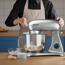Load image into Gallery viewer, 7 Quart 800W 6-Speed Electric Tilt-Head Food Stand Mixer-Silver
