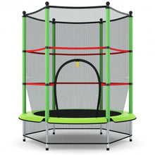 Load image into Gallery viewer, 55&quot; Youth Jumping Round Trampoline with Safety Pad Enclosure-Green
