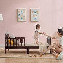 Load image into Gallery viewer, Classic Kids Wood Bed with Guardrails-Brown
