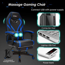 Load image into Gallery viewer, Computer Massage Gaming Recliner Chair with Footrest-Blue
