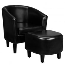 Load image into Gallery viewer, Modern Accent Tub Chair and Ottoman Set with Fabric Upholstered-Black
