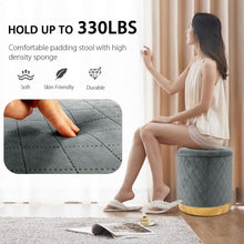 Load image into Gallery viewer, Round Storage Ottoman with Exquisite Pattern and Golden Metal Base for Bedroom
