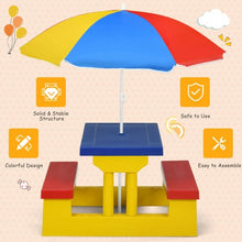 Load image into Gallery viewer, Kids Picnic Folding Table and Bench with Umbrella-Yellow
