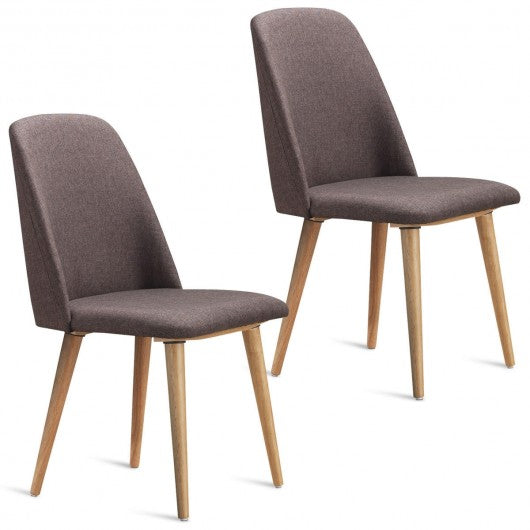 Set of 2 Leisure Accent Armless Upholstered Dining Chairs-Brown