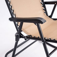 Load image into Gallery viewer, Outdoor Patio Headrest Folding Zero Gravity Rocking Chair-Beige
