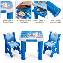 Load image into Gallery viewer, Adjustable Kids Activity Play Table and 2 Chairs Set withStorage Drawer-Blue
