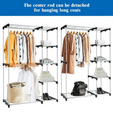 Load image into Gallery viewer, Freestanding Clothes Organizer Rack with Shelves and Hanging Rods
