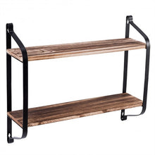 Load image into Gallery viewer, 2-Tier Rustic Wall Mounted Floating Shelf Multi-purpose Storage
