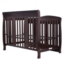 Load image into Gallery viewer, Coffee Convertible Pine Wood Baby Toddler Bed
