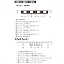 Load image into Gallery viewer, Professional 4 Channel VHF Handheld Wireless Microphone System
