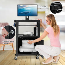 Load image into Gallery viewer, Mobile Steel Height Adjustable AV Presentation Cart w/ Locked Cabinet &amp; Keyboard
