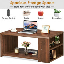Load image into Gallery viewer, Coffee Table Sofa Side Table with Storage Shelves -Walnut
