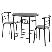Load image into Gallery viewer, 3 pcs Home Kitchen Bistro Pub Dining Table 2 Chairs Set-Black
