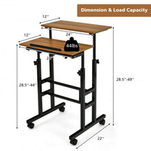 Load image into Gallery viewer, Height Adjustable Mobile Standing Desk with rolling wheels for office and home-Walnut
