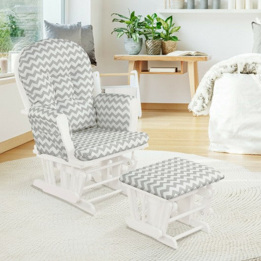 Baby Nursery Relax Rocker Rocking Chair Glider & Ottoman Set-Gray
