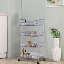 Load image into Gallery viewer, Black/Gray 4 Tier Storage Rack Trolley Cart-Gray
