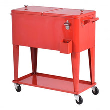 Load image into Gallery viewer, 80 Quart Outdoor Patio Rolling Steel Construction Cooler
