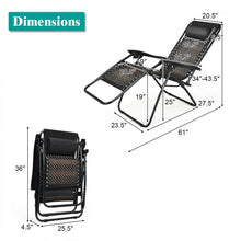 Load image into Gallery viewer, 2Pcs Folding Patio Rattan Zero Gravity Lounge Chair-Brown
