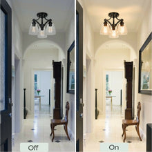 Load image into Gallery viewer, 3-Light Semi Flush Mount Ceiling Light with Vintage Clear Glass Pendant
