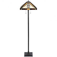 Load image into Gallery viewer, Tiffany-Style 2-Light Standing Lamp w/ 18&quot; Wide Shade
