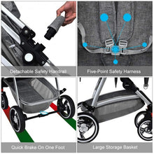 Load image into Gallery viewer, 2 in 1 High Landscape Convertible Reversible Bassinet Pram-Dark Gray
