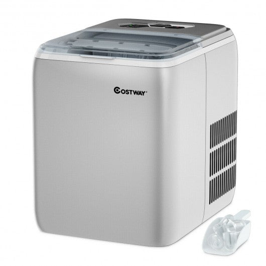 44 lbs Portable Countertop Ice Maker Machine with Scoop-Silver