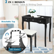 Load image into Gallery viewer, Dimmable Bulbs Touch Switch Vanity Dressing Table Set with Removable Box-Black
