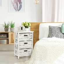 Load image into Gallery viewer, Vintage Wood Frame End Table  Chest with 3 Fabric Drawers
