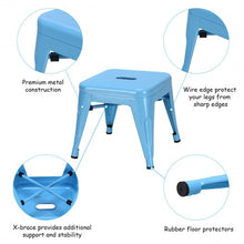 Load image into Gallery viewer, Set of 4 Lightweight  Stackable Metal Tolix Kids Stool-Blue
