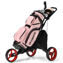 Load image into Gallery viewer, Folding 3 Wheels Golf Push Cart with Bag Scoreboard Adjustable Handle -Red
