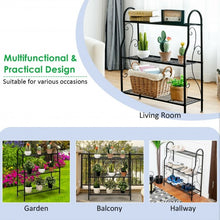 Load image into Gallery viewer, 3-Tier Scrollwork Designed Metal Plant Stand-Black
