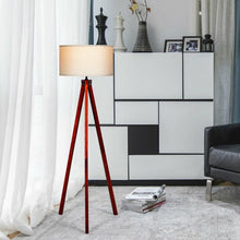 Load image into Gallery viewer, Modern Wood Tripod Floor Lamp with Foot Switch
