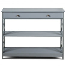 Load image into Gallery viewer, Console Table 3-Tier with Drawer and Storage Shelves-Gray
