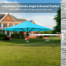 Load image into Gallery viewer, 8ft Wall-Mounted Telescopic Folding Tilt Aluminum Sun Shade Umbrella-Blue
