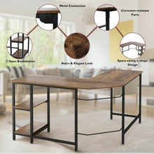 Load image into Gallery viewer, L-Shaped Computer Workstation Corner Desk with Shelves
