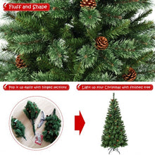 Load image into Gallery viewer, 7 ft Premium Hinged Artificial Christmas Tree with Pine Cones
