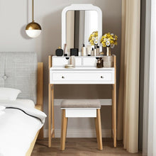 Load image into Gallery viewer, Makeup Vanity Table Dressing table and Cushioned Stool Set

