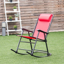 Load image into Gallery viewer, Outdoor Patio Headrest Folding Zero Gravity Rocking Chair-Red
