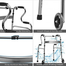 Load image into Gallery viewer, Aluminum Heavy-Duty Folding Wheeled Stand-Assist Walker-Gray

