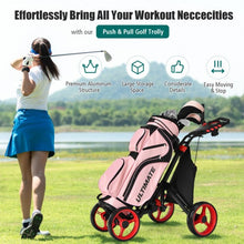 Load image into Gallery viewer, Lightweight Foldable Collapsible 4 Wheels Golf Push Cart-Red
